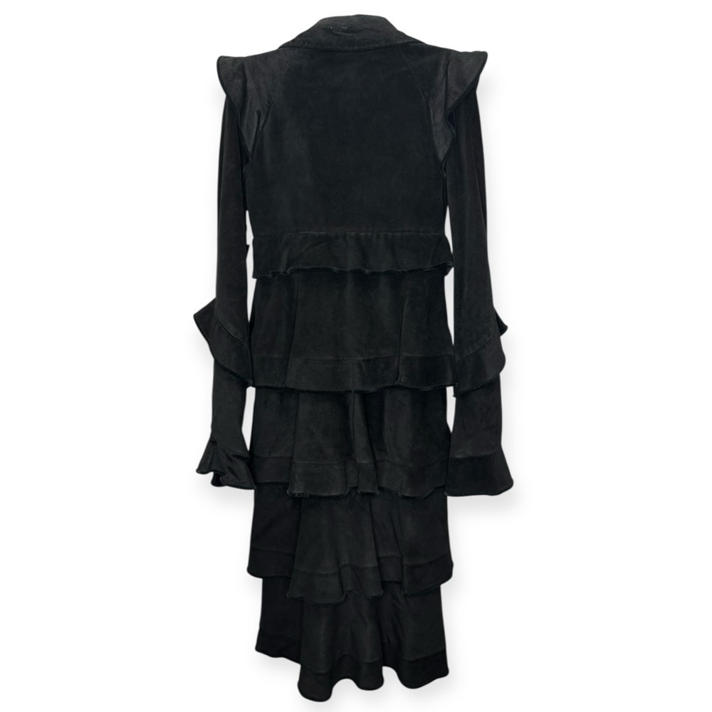 Yves Saint Laurent Black Suede Layered Coat - Picture 3 of 4